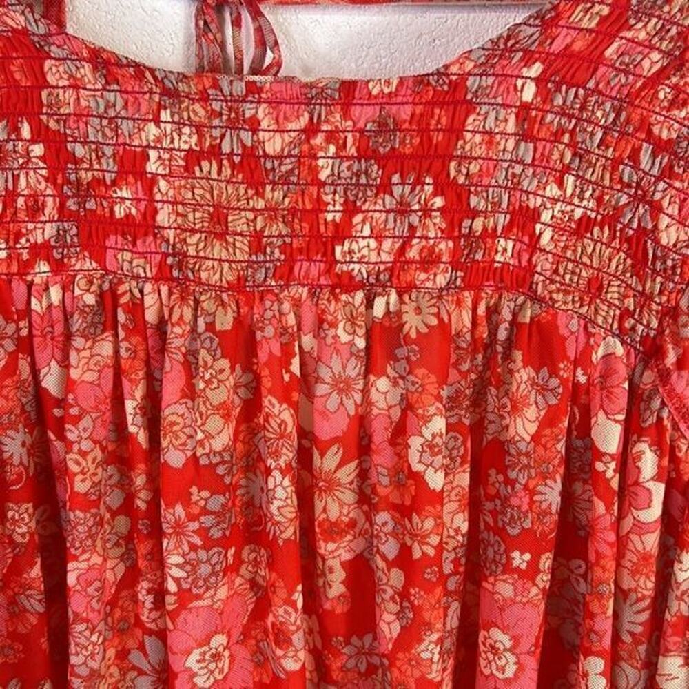 NWOT Free People Up For Anything Top In Cherry Combo Size S Red Floral printed - Picture 4 of 5